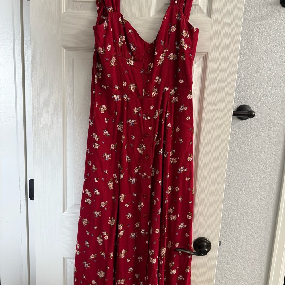 Reformation Red Floral Maxi Dress Size 6